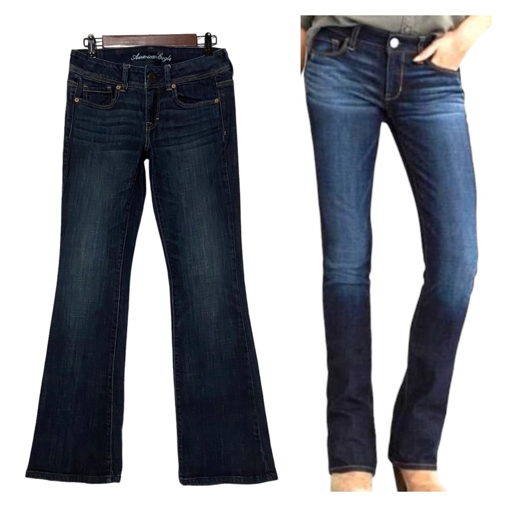 Y2K American Eagle Womens 4 Original Boot Stretch Jeans Vintage Blue Jeans